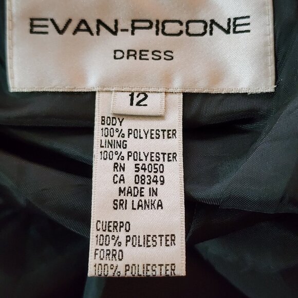 Evan Picone Dress Womens Size 12 Solid All Black Jeweled Cocktail Party Formal - Picture 6 of 7